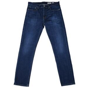 Casual slim straight dark blue mid-rise stretch denim jeans women's sz 14/32 USA